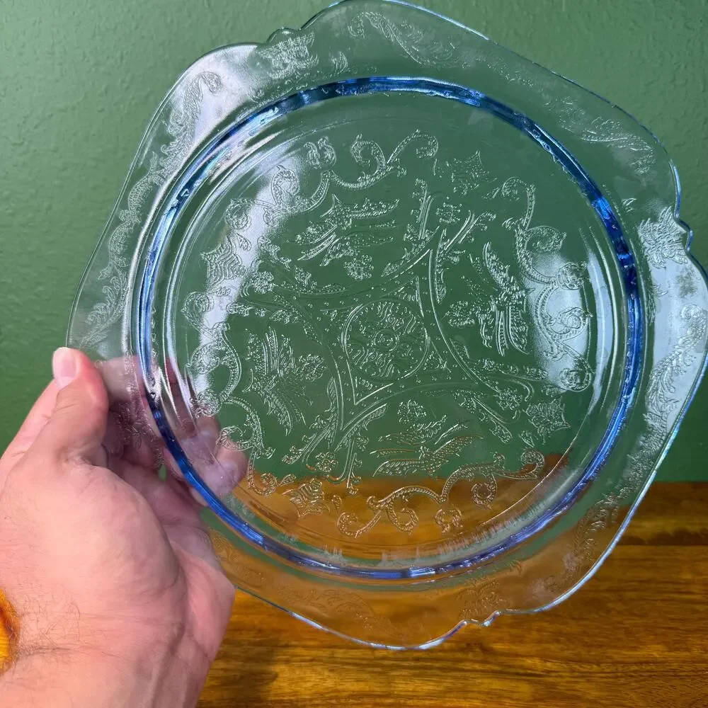 Vintage Federal Glass Dinner Plate - 1930s Depression Glass Square Serving Dish